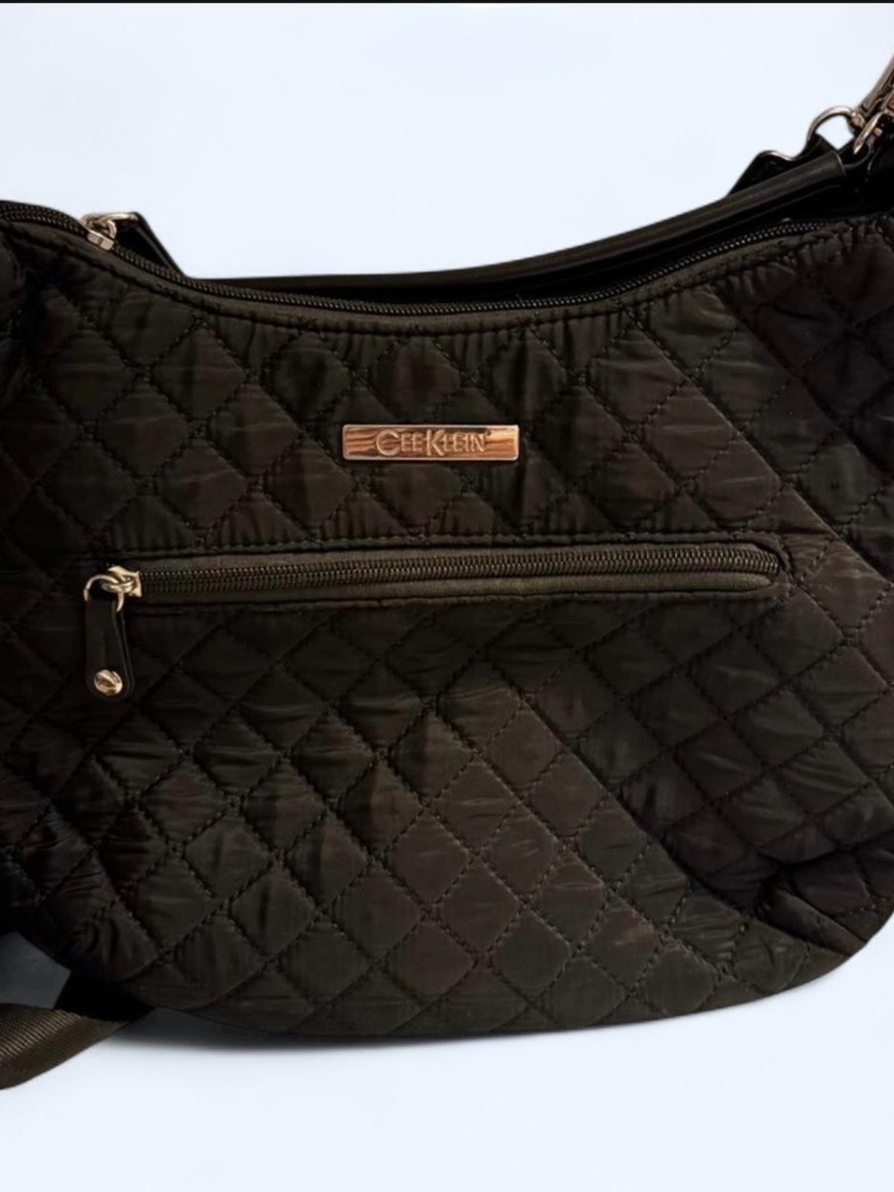 Keen Quilted Black Crossbody Bag with Front Zip Pocket